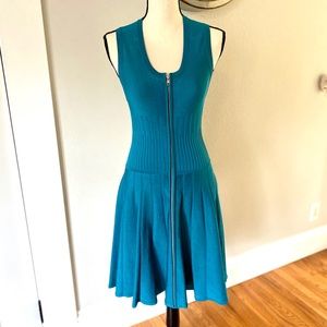 Parker teal blue fit and flare dress